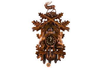8-day carved cuckoo clock with dear, rabbit, pheasant music and dancers