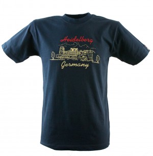 embroidered T-shirt Heidelberg Castle S / Navy Blue